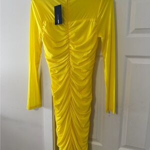 Fashion Nova Bright Yellow Long Sleeve Dress